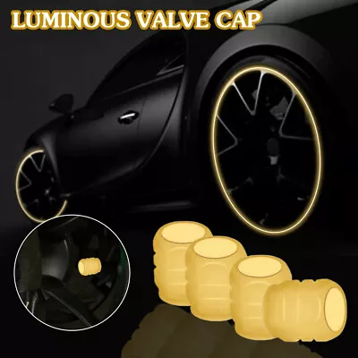 4x Auto Accessory Glow In The Dark Car Tire Valve Caps Wheel Tyre Rim Stem Cover • $2.18