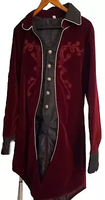 Tailcoat Jacket Maroon Velvet Gothic Steampunk Aristocrat Regency Jacket Vampire • $79.99