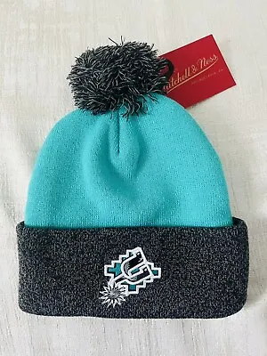 Mitchell & Ness San Antonio Spurs Teal Two Tone Pom Knit Beanie Winter Hat NEW • $15.11