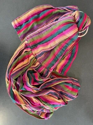 Maya Wrap Medium Baby Carrier Quetzal Ring Sling Multicolor Striped Cotton • $50