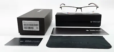 TAG Heuer Glasses Spectacles 142 TH 0821 006 58-18 Square Half-Rim Bordeaux Noir • $387.63