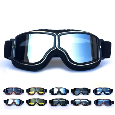 Motorcycle Vintage Bike Goggles Windproof Retro Motocross Glasses Sport Eyewear • $13.99