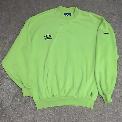 Vintage Umbro 90’s Sweatshirt Jumper Pull Over Lime Green Mens Small • £24.99
