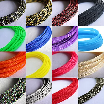 PET Expandable Wire Cable Sleeving Sheathing Braided Loom Tubing 3mm To 80mm • $1.99