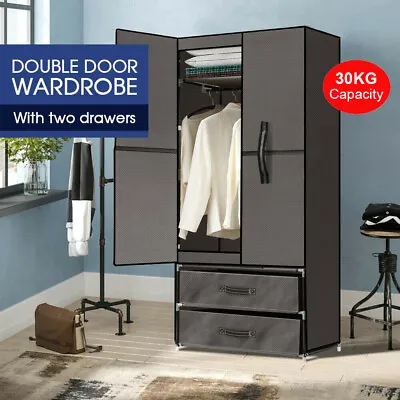 $42.59 • Buy Large Portable Clothes Closet Wardrobe Storage Cabinet Organiser Unit With Shelf