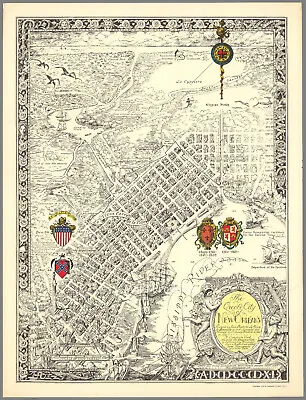 The Creole City Of New Orleans 1930 Pictorial Map Poster Mardi Gras 18x24 • $14.95