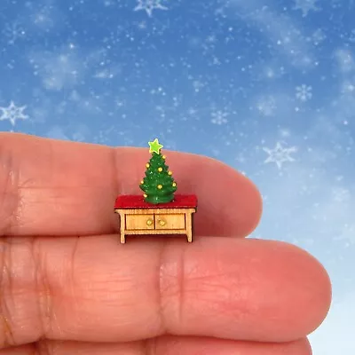 1/144 Scale Dollhouse Miniature Christmas Tree On Table Faux Retro Ceramic Tiny! • $22.50