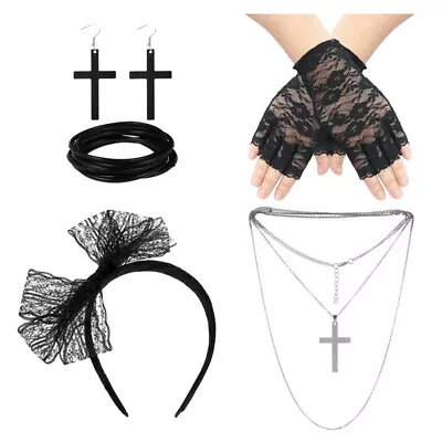  16 Pcs 80s Accessories Prom Suit Hair Turban Necklace With Cross Set • $13.45