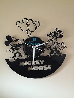 Disney Mickey Mouse Minnie Vinyl Record Wall Clock Kid Room Decor Birthday Gift • £15