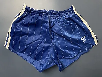 Vintage Adidas 1980's Football Running Shorts Blue Nylon Sprinter Size S Adult • £71.99