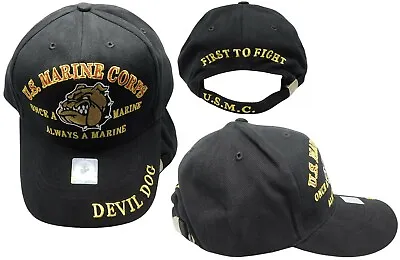 Usmc Semper Fi Once A Marine Always A Marine Corps Cap Hat All Black • $15.88