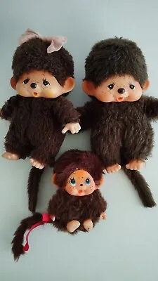 Vintage 70's Sekiguchi Monchhichi Lot Of 3 Mini Plush Toys Girl Boy Baby • $38