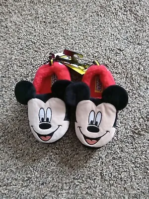 New Disney Mickey Mouse Slippers Toddler Size 9/10 Red Black  • $5