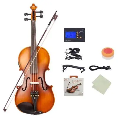 Glarry 4/4 Full Size Acoustic EQ Violin Fiddle + Bow Rosin Hard Case • $53.99