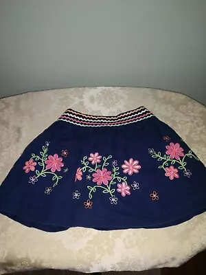 Talbot's Kids Skirt Blue Floral Applique Waist Bric Brac Lined Size  6X Lined • $11