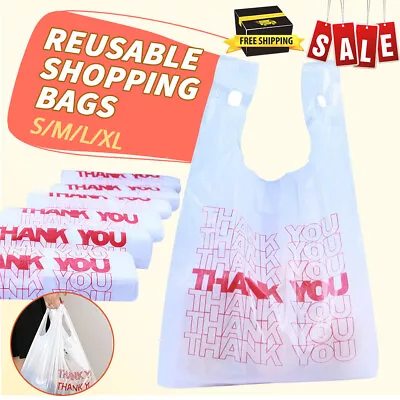 Large Reusable Shopping Carry Bags Ban Approved Recycle Grocery Singlet Eco BULK • $15.50