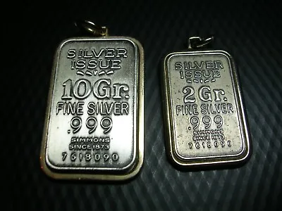 Simmons 2 Grams And 10 Grams .999 Silver Pendant Bars  Lot Of 2 • $110