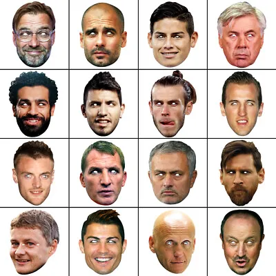 FOOTBALL Face Masks : KLOPP Pep MESSI Salah RONALDO Hag GLASNER Birthday Party! • £2.50