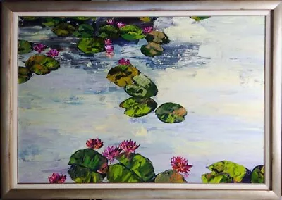 Maya Eventov Original Painting On Canvas Custom Framed Lily Pads Make An Offer • $7500