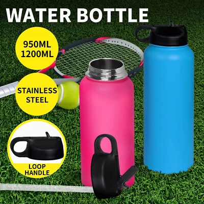 Water Bottle Stainless Steel Vacuum Cup BPA Free Double Wall Sport Cycling 1.2L • $24.99