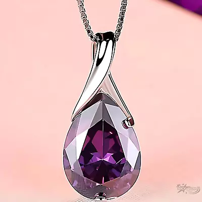 Amethyst Pendant Necklace 925 Sterling Silver Purple Amethyst Necklace For Women • $14.95