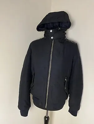 $48.79 • Buy Zara Man Men Black Padded Zip Up Puffer Hooded Winter Coat Size XL