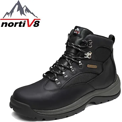 NORTIV 8 Men's Steel Toe Boots Leather Work Safety Waterproof Boots Wide Size • $59.99