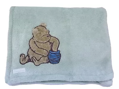 Classic Winnie The Pooh Baby Blanket Sage Green Honey Pot Security Disney B3 • $29.95