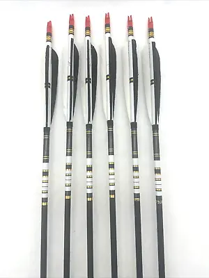 Lot Of 6 Vintage Carbon Archery 32  Arrows 1.3 OZ W/ Target Tips • $34.97