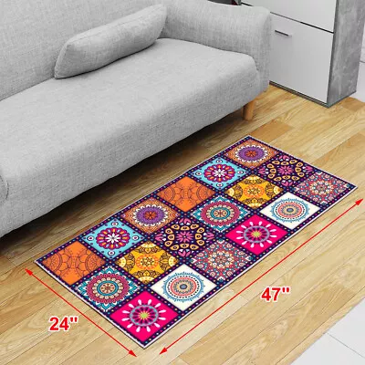 Non Slip Hallway Kitchen Runner Door Mats Bedroom Rugs Bohemian Floor Mat Carpet • £11.99