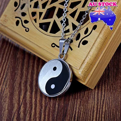 Wholesale 316L Surgical Steel Black Silver Yin Yang Taiji Bagua Pendant Necklace • $9.79