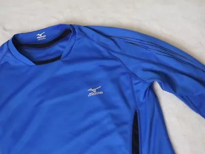 Mizuno Quick Dry Plus Long Sleeve Baseball Shirt Mens M Blue Activewear Golf • $14.36