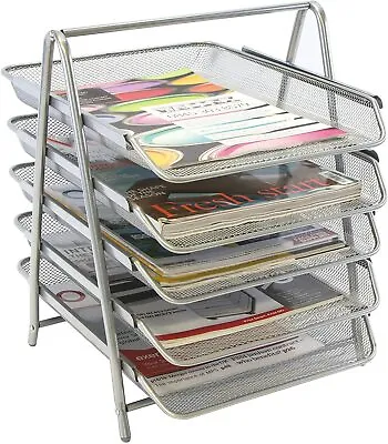 £19.99 • Buy Osco Silver Wire Mesh  5 Tier Letter Tray Sliding Drawers Front Loading Handle