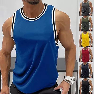 Mens Muscle Gym Vest Racer Back Tank T-Shirt Vests Training Top Basketball Tee • $15.99