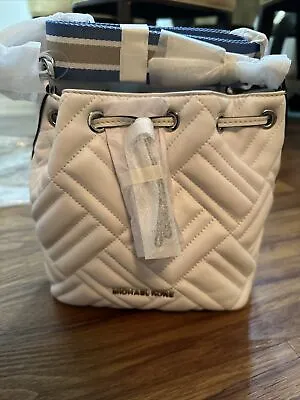 Michael Kors Bucket Bag French White Quilted Leather Medium Peyton Handbag • $188