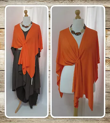 Bnwt Quirky Lagenlook Orange Soft-knit  Cross-front Wrap/poncho/shawl Osfa • £25.99