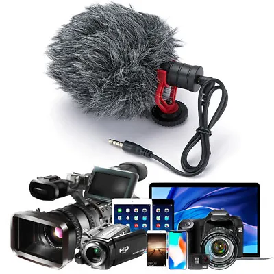 Universal Video Mic Microphone For Phone Vlogging Canon/Nikon DSLR Camera • £17.53