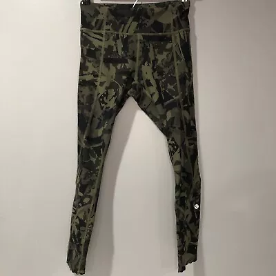 Lululemon Tight Stuff Tight Pop Cut Fatigue Green Black Camo Size 4 EUC • $34.99