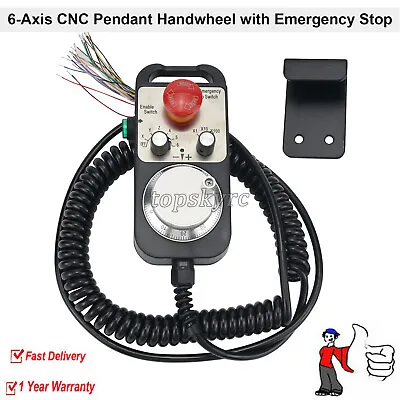 6-Axis CNC Pendant Handwheel MPG 5V 100PPR With Emergency Stop Ty23 • $51.61