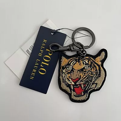 Polo Ralph Lauren Tiger Embroidered Leather Key Fob Key Chain New With Tags HTF • $55