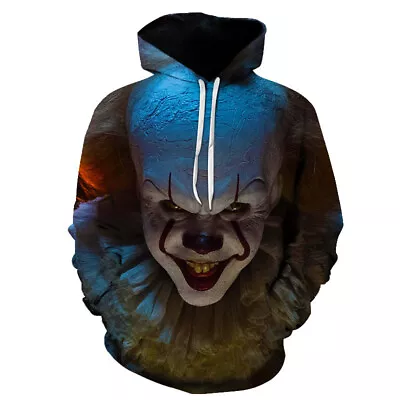 $19.99 • Buy Horror IT Pennywise Clown Scary Joker Cosplay Funny Hoodie Sweatshirt Sweater 