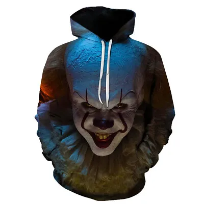 Horror IT Pennywise Clown Scary Joker Cosplay Funny Hoodie Sweatshirt Sweater  • $19.99