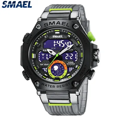 £15.43 • Buy SMAEL Brand Men Digital LED Watch Dual Time Gold Watches Rubber Wristwatch Gifts