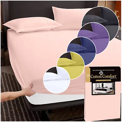 £10.99 • Buy 400 Tc 100% Egyptian Cotton 40cm Extra Deep Fitted Sheet Modern 35cm Bed Sheets