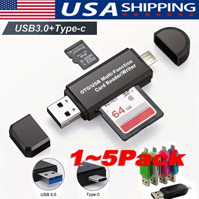 Card Reader USB 3.0 Type C Micro SD TF OTG Smart Memory Adapter Laptop Computer • $3.99