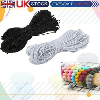£2.49 • Buy 1mm 1.5mm White Black Thin Round Elastic Polyester Cord Sewing Craft Masks