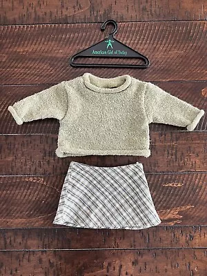 American Girl Doll Green Perfectly Plaid Sweater & Skirt Retired 2001 • $15.99