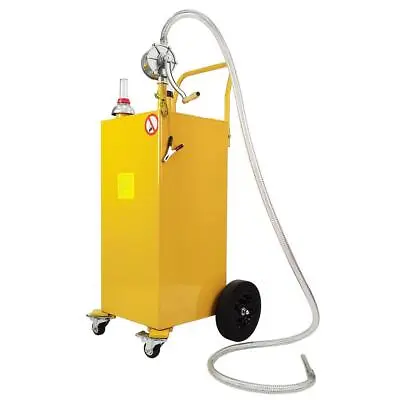 30 Gallon Gas Caddy Fuel Diesel Transfer Tank Rotary Pump Oil Hose Yellow • $166.65