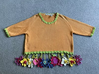 Michael Simon L XL Crochet Flower Sweater Mothers Day Gift • $225