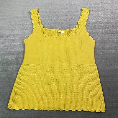 Moth Top Women M Yellow Knit Sweater Tank Anthropologie Stretch Twee Academia • $24.99